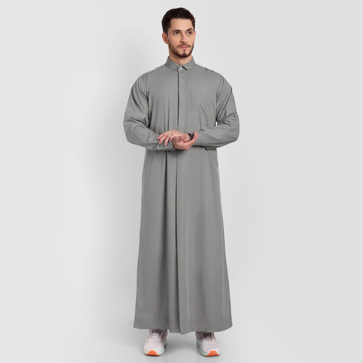 Sage Grey Tuxedo Collar Thobe