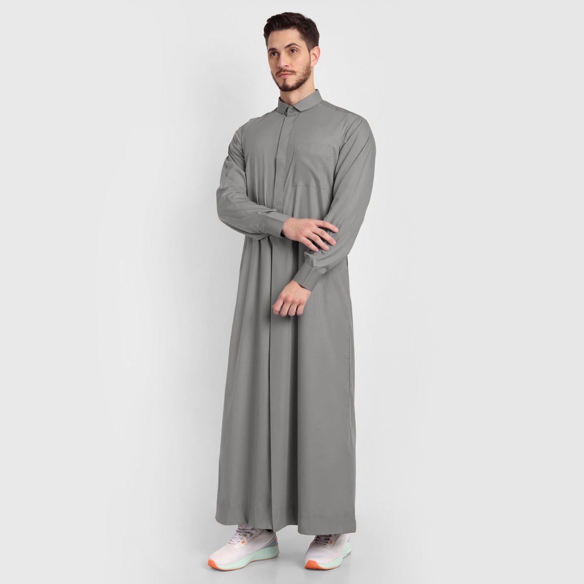 Sage Grey Tuxedo Collar Thobe