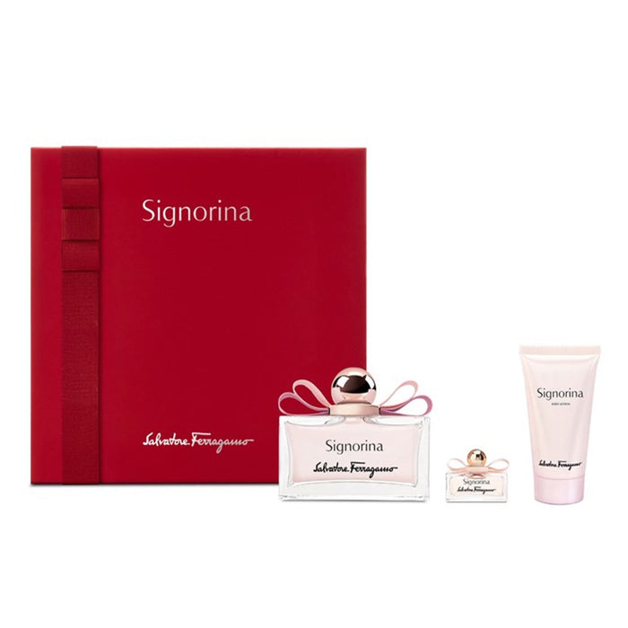 Salvatore Ferragamo Signorina Gift Set 100ml EDP + 50ml Body Lotion + 5ml EDP