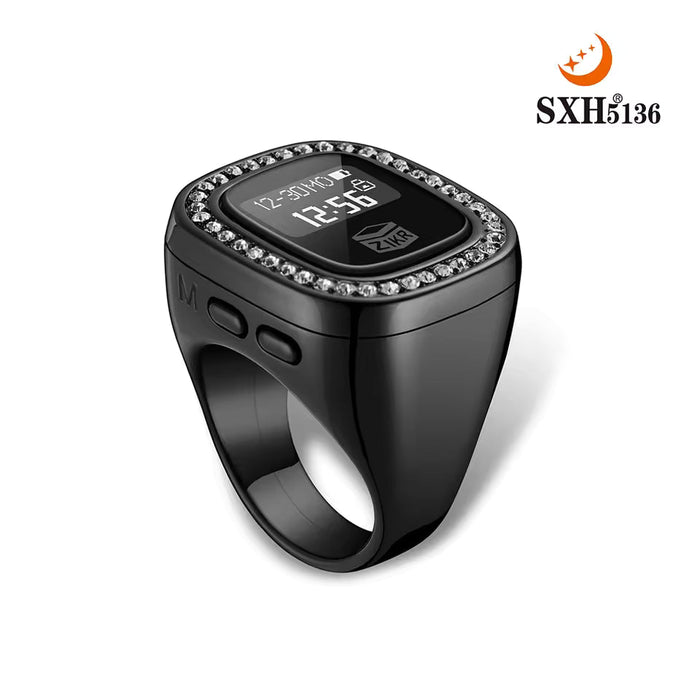 OLED Display Diamond Zikr Tasbeeh Ring – Rechargeable Digital Counter with 4 Modes