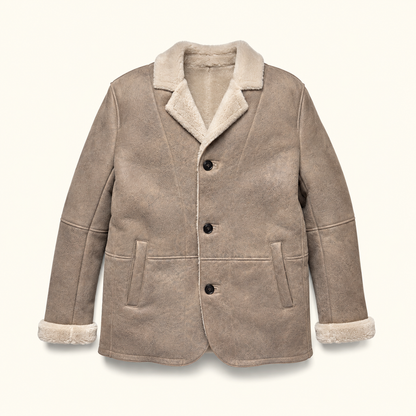 Big Sky Shearling Leather Blazer | Gray Sand
