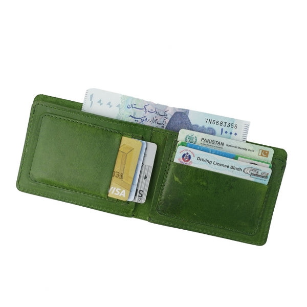 Mens Genuine Vintage Leather Wallet-OLIVE GREEN S3