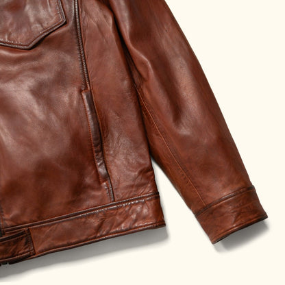 Western Elkhorn Leather Jacket | Distressed Brown & Chestnut