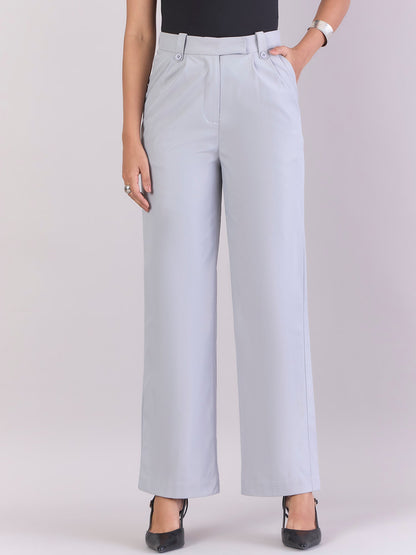 Women Comfort Straight Fit High-Rise Easy Wash Pleated Formal Trousers