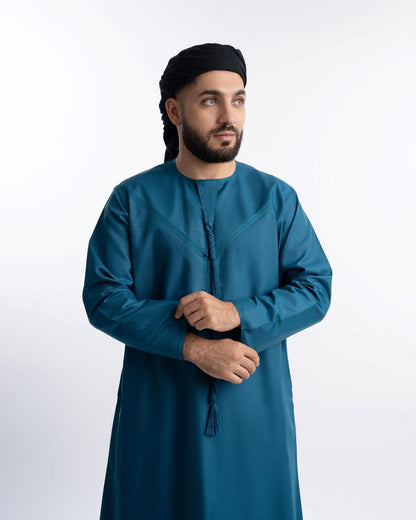 Teal Blue Emirati Kandora - Men