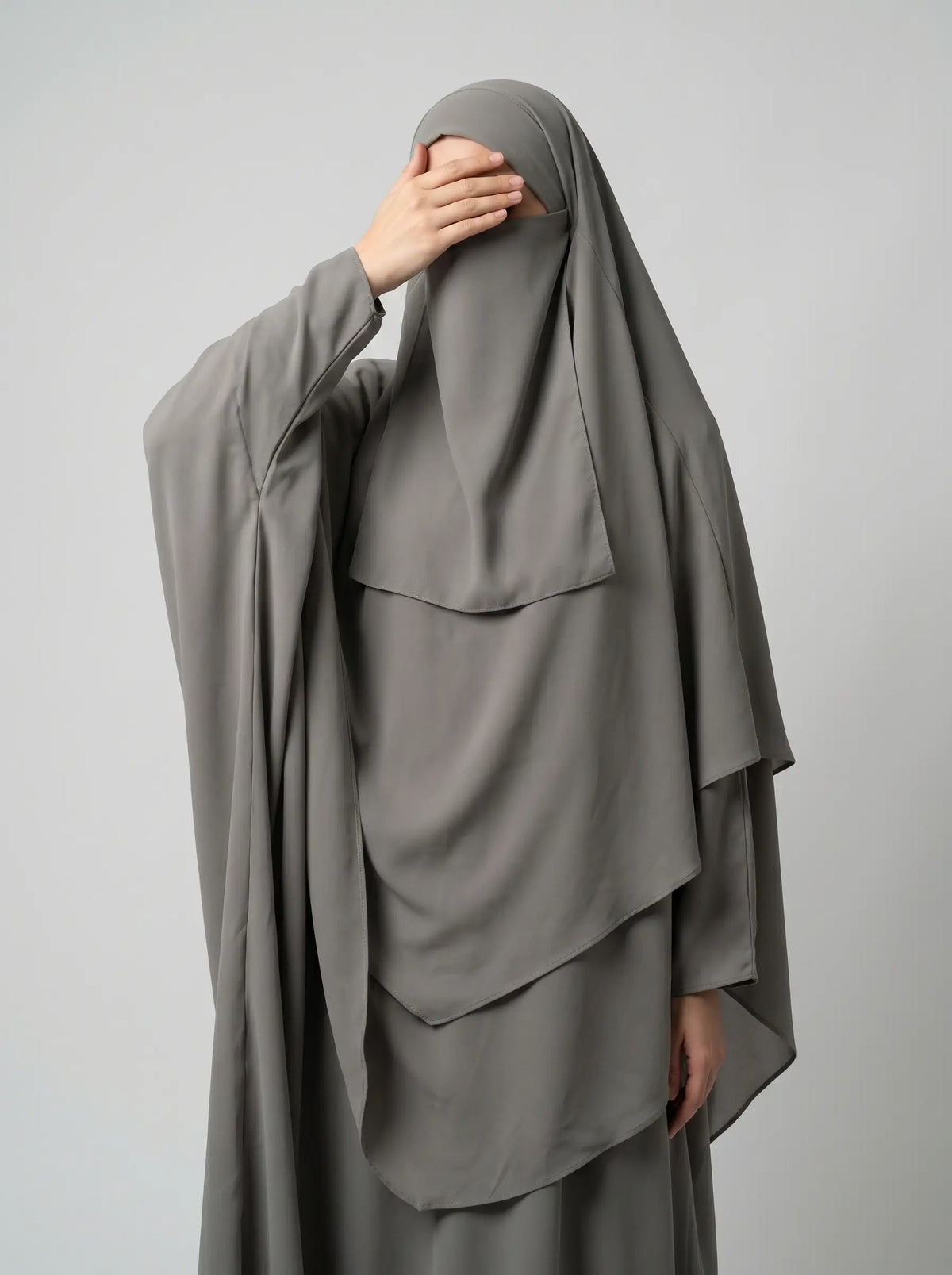 Ash Grey - Two Layer Khimar Set