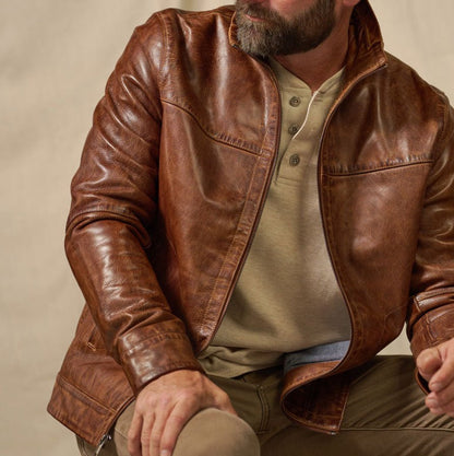 Sedona Light Weight Leather Jacket | Copperwood Brown