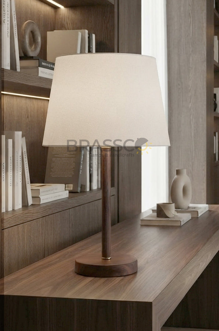 Walnut Marble-Texture Brass Rod Metal Lamp