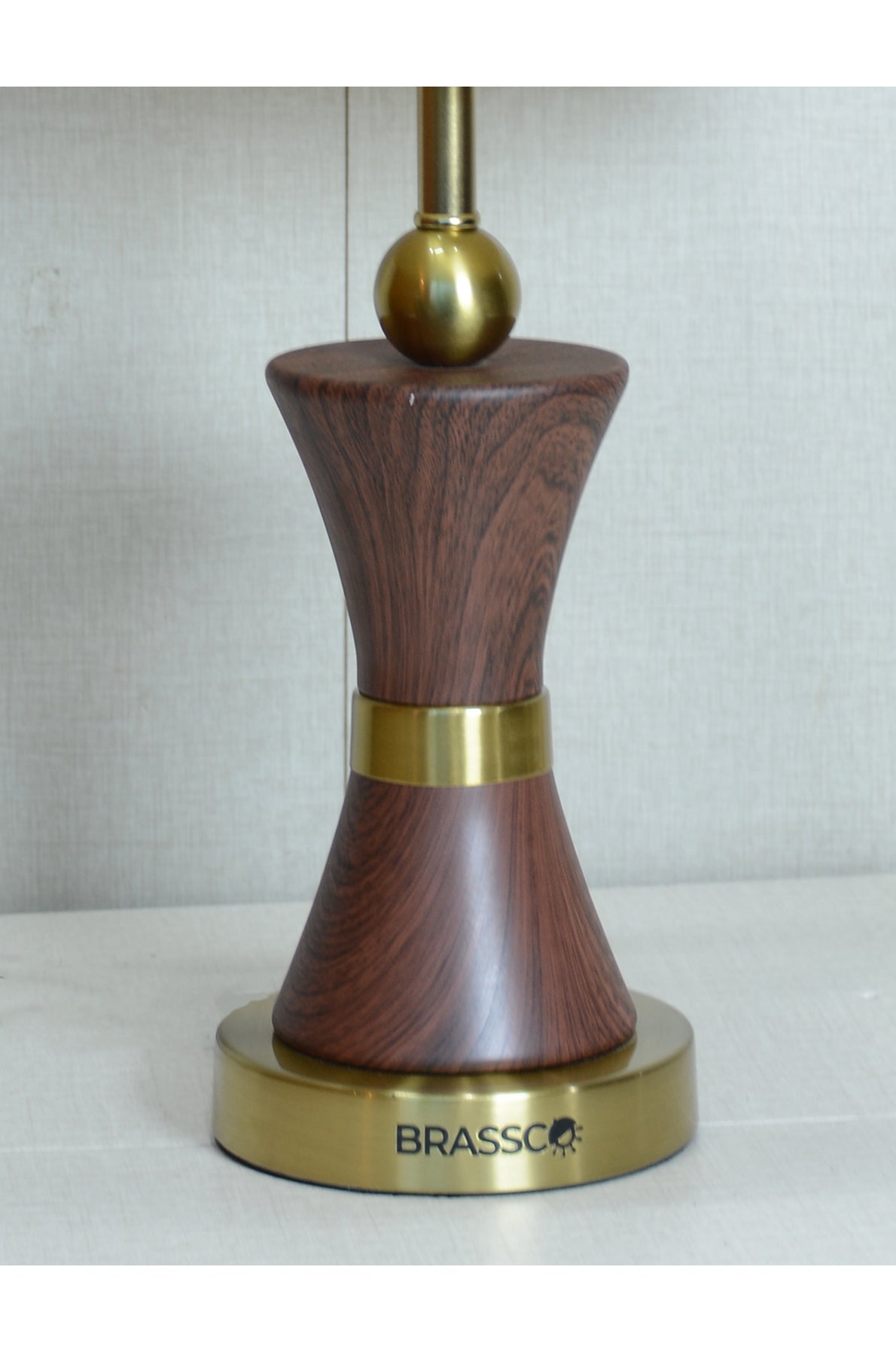 Walnut Carved Marble-Texture Brass Metal Table