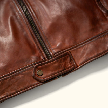 Western Elkhorn Leather Jacket | Distressed Brown & Chestnut