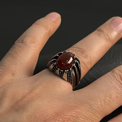 Maroon Titan Turkish Ring For Men