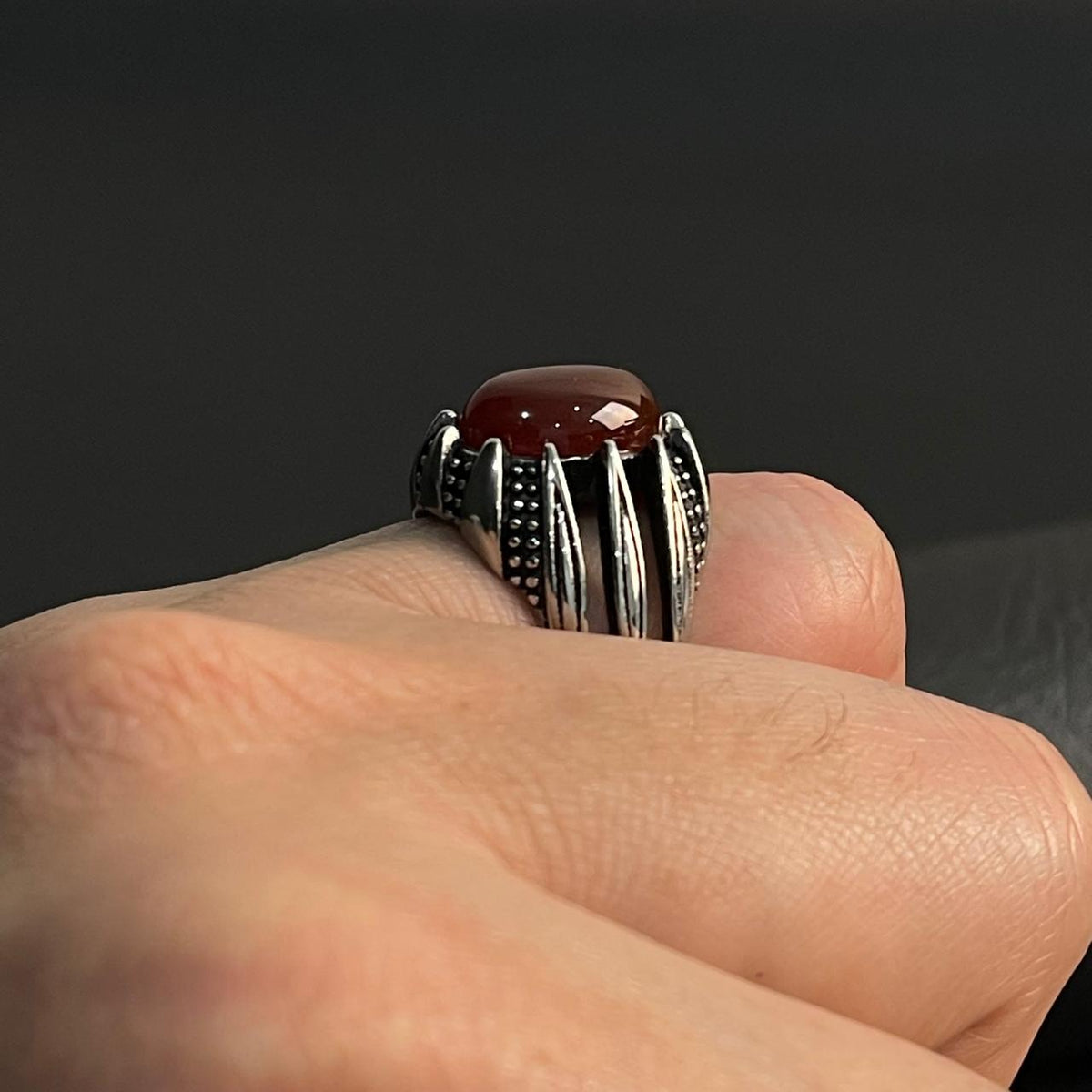 Maroon Titan Turkish Ring For Men