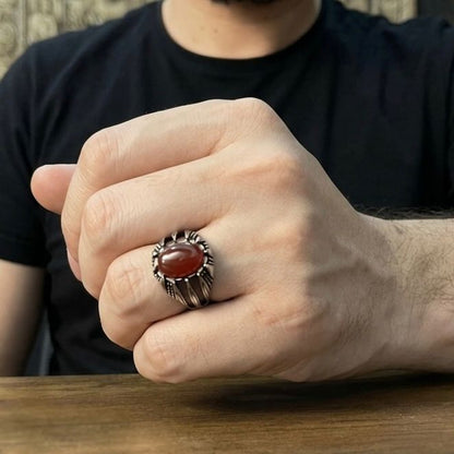Maroon Titan Turkish Ring For Men