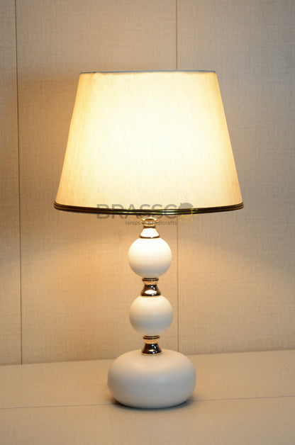 White Ball-Accent Brass Metal Table Lamp
