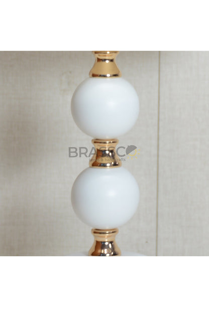 White Ball-Accent Brass Metal Table Lamp
