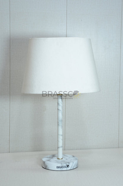 White Marble-Texture Brass Rod Metal Lamp