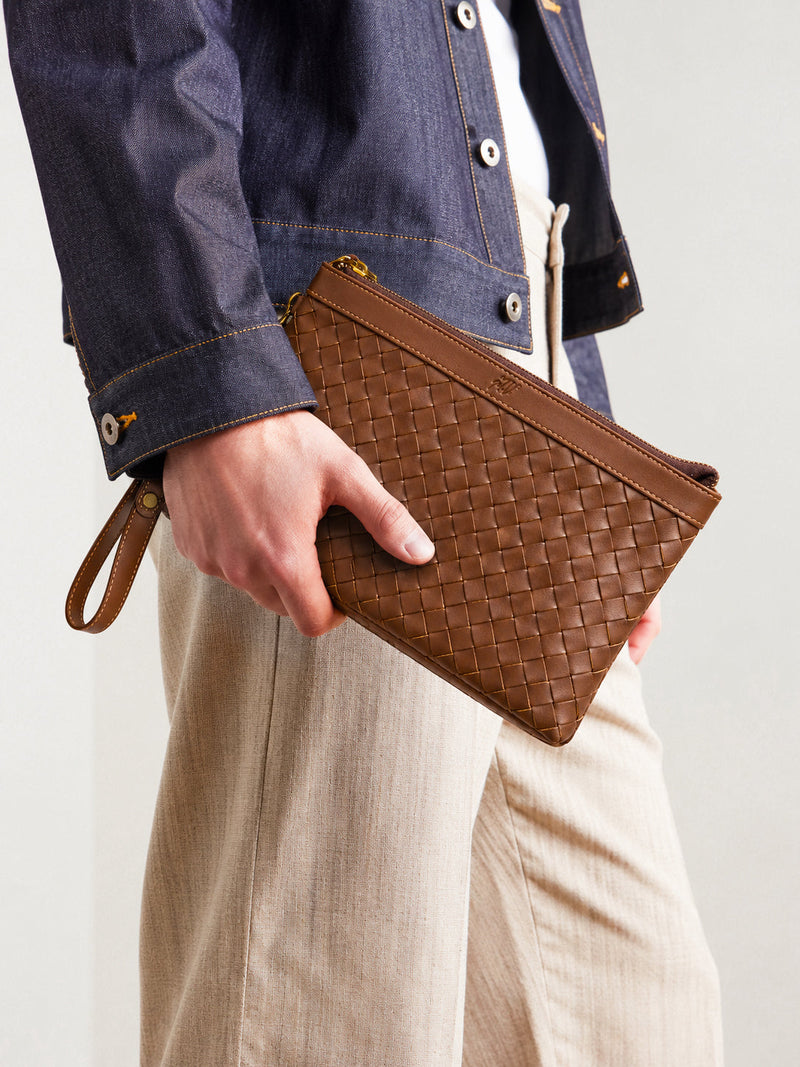 Woven Leather Pouch