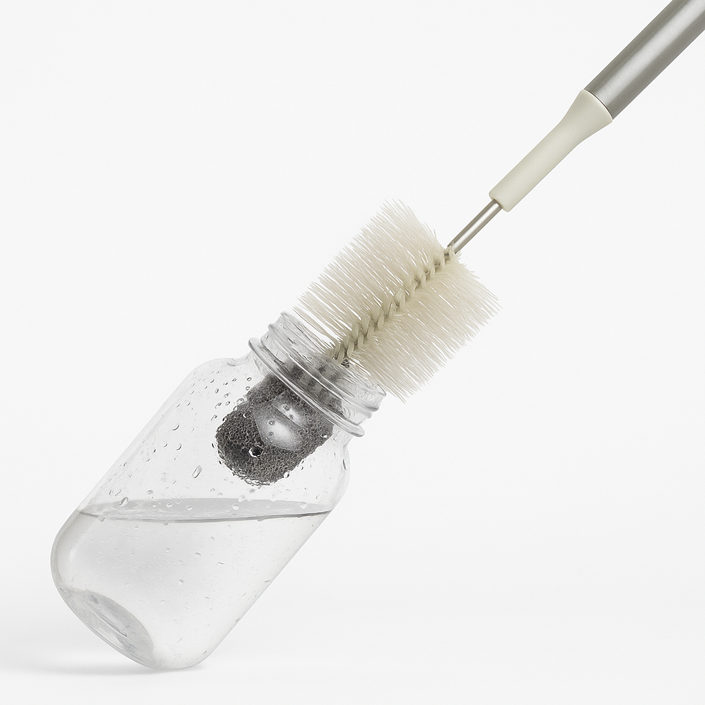 Aluminum Bottle Brush with Soft Scrub Tip for Deep, Scratch-Free Cleaning