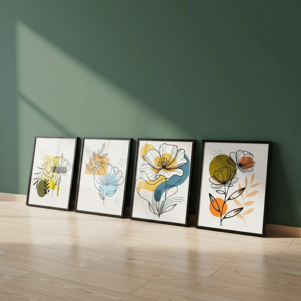 Abstract Colorful Floral Beauty (4panel) Wall Art