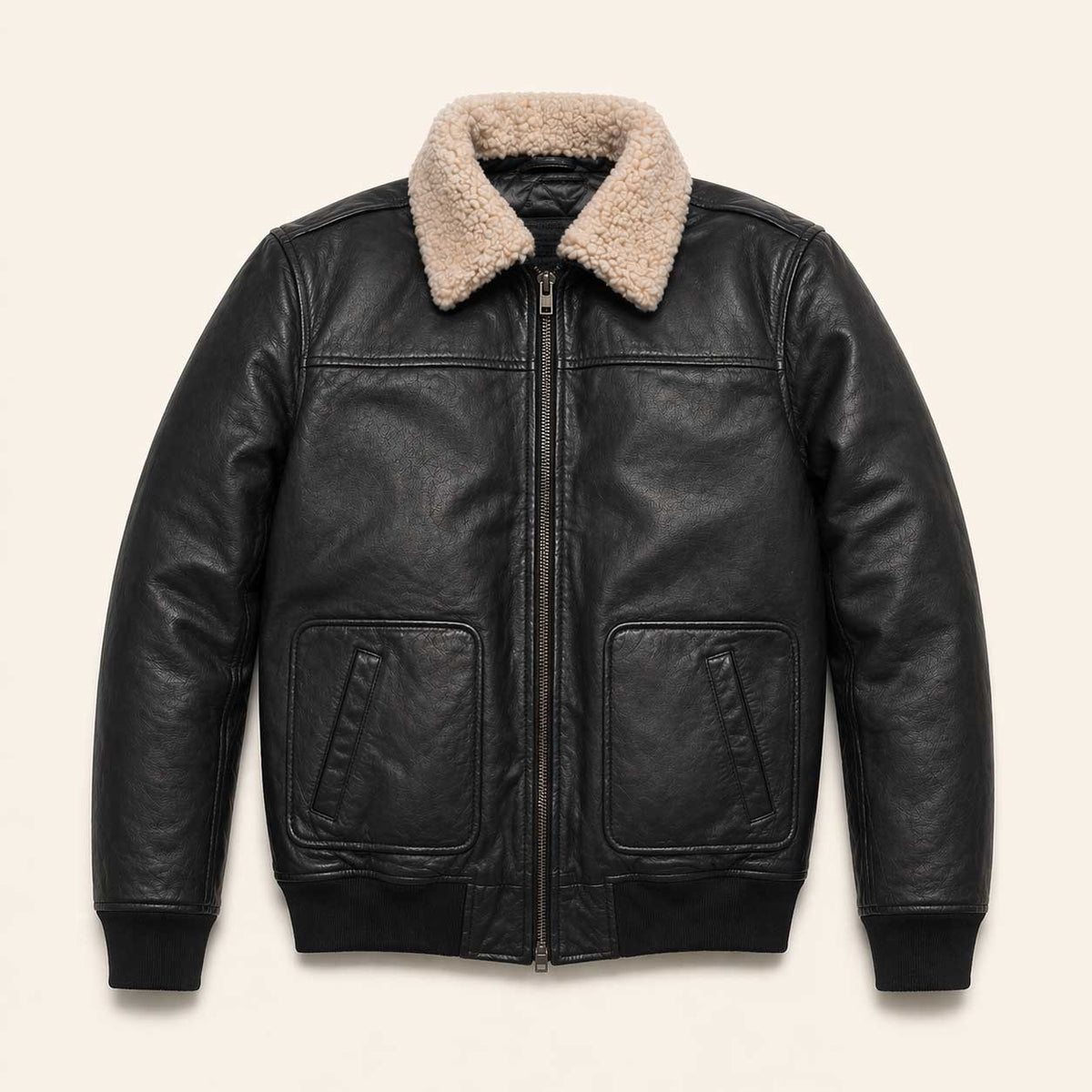 Maverick Leather Bomber Jacket | Vintage Black