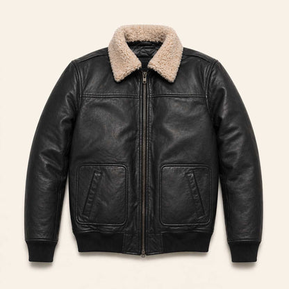 Maverick Leather Bomber Jacket | Vintage Black
