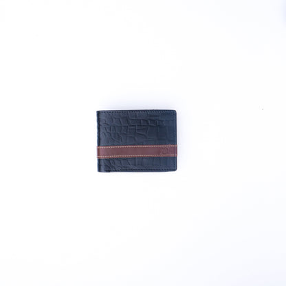 Croc-Style Leather Mens Wallet-Black