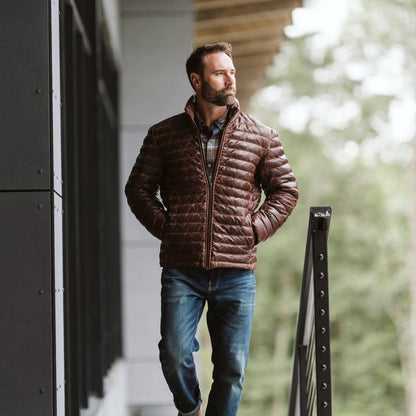 Bridger Leather Down Jacket | Dark Brown