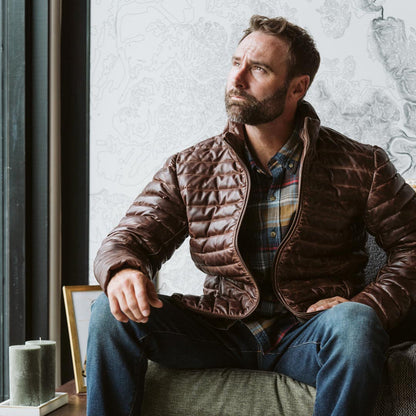 Bridger Leather Down Jacket | Dark Brown