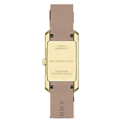 Burberry Ladies The Pioneer Check Yellow Gold Watch