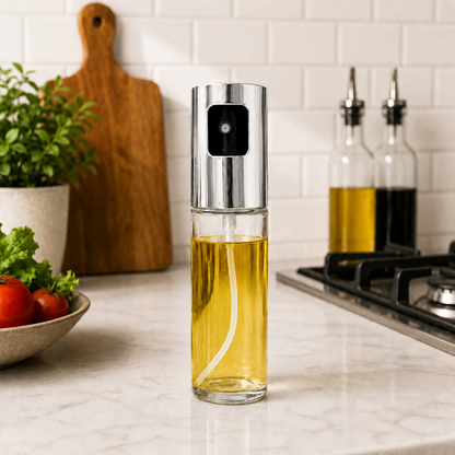 Assorted Premium Silver Oil Spray Bottle – Olive Oil Mister for Kitchen Cooking