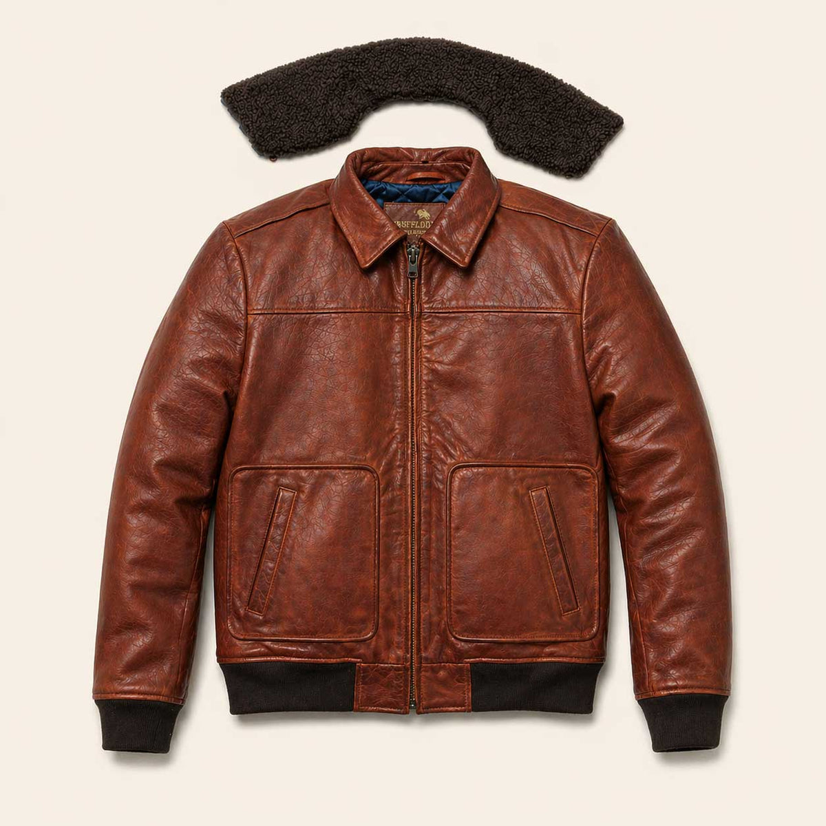 Limited Maverick Leather Bomber Jacket | Buffalo Grain Brown