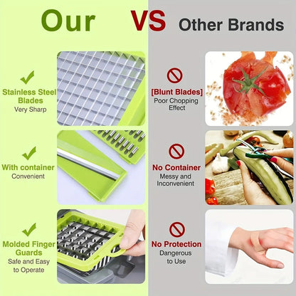 High Quality 16-in-1 Vegetable Cutter – Multifunctional Chopper & Slicer Set
