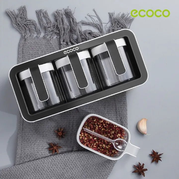 Ecoco Kitchen Spice Organizer – Wall Mounted 3 Container Storage Box