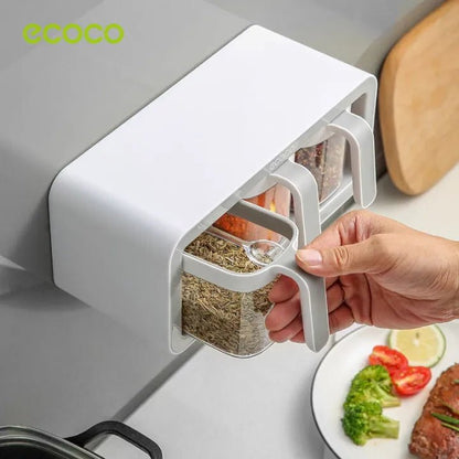 Ecoco Kitchen Spice Organizer – Wall Mounted 3 Container Storage Box