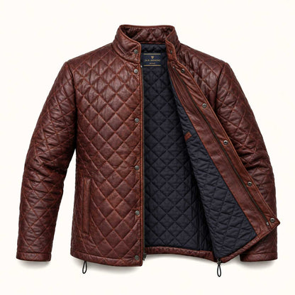 Highlands Quilted Leather Jacket | Mahogany Brown