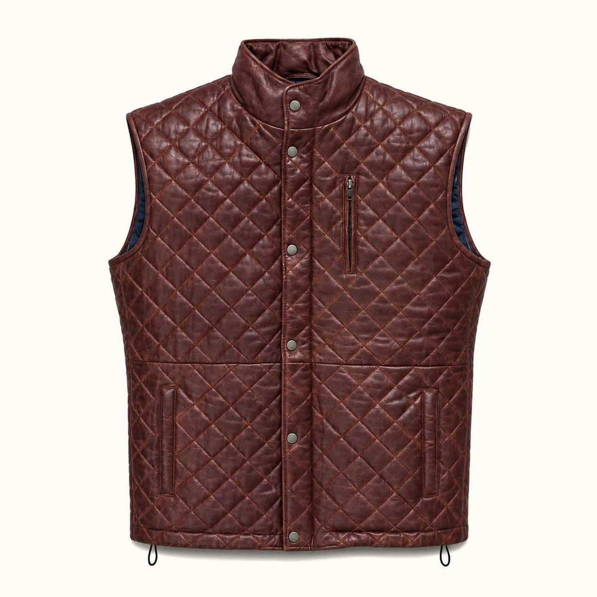 Highlands Quilted Leather Vest | Mahogany Brown