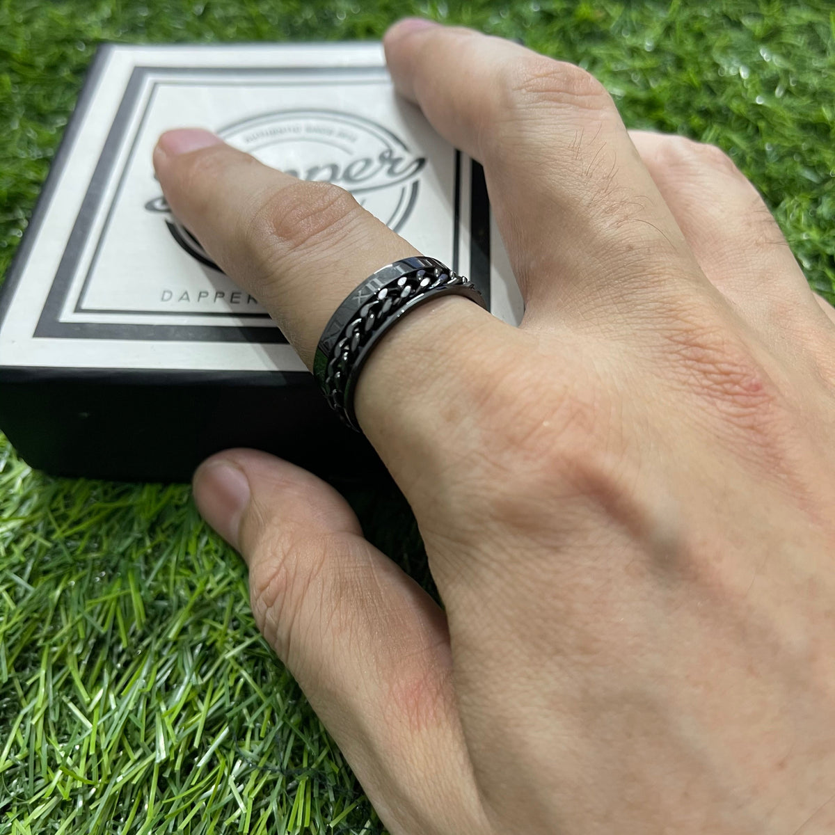 Black Rotating Spinner Ring For Men