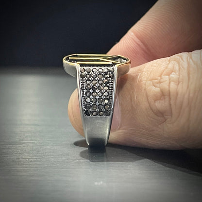 Cubical Zircon Oval Turkish Ring For Men