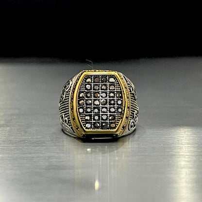 Cubical Zircon Square Crown Turkish Ring For Men