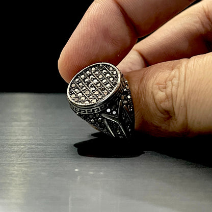 Cubical Zircon Round Turkish Ring For Men