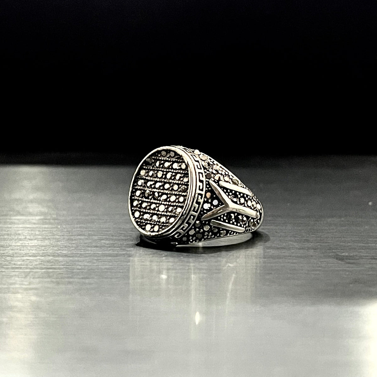 Cubical Zircon Round Turkish Ring For Men