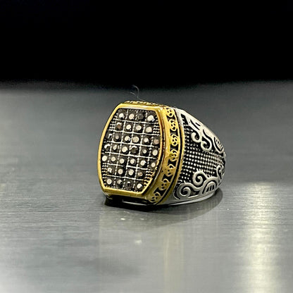 Cubical Zircon Square Crown Turkish Ring For Men