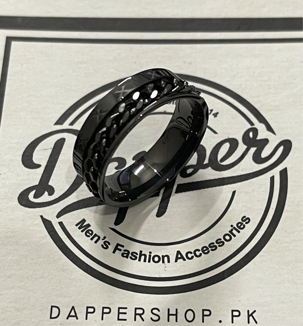 Black Rotating Spinner Ring For Men