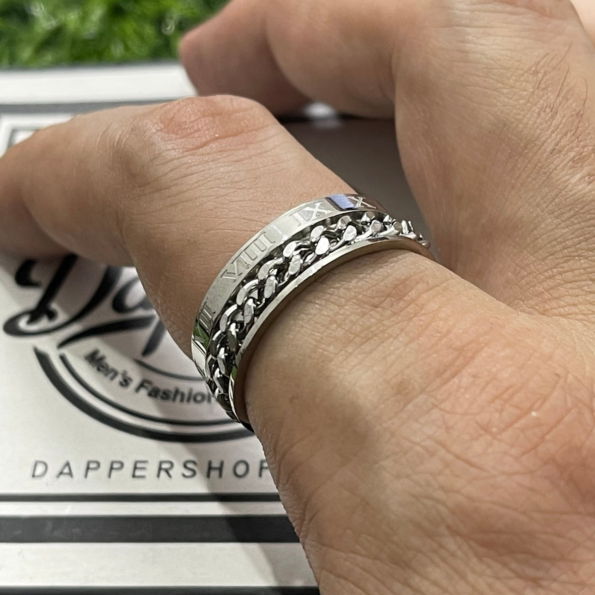 Silver Rotating Spinner Ring For Men