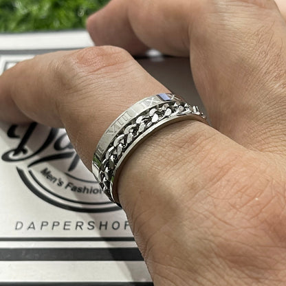 Silver Rotating Spinner Ring For Men