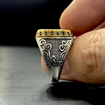 Cubical Zircon Square Crown Turkish Ring For Men