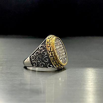 Cubical Zircon Oval Crown Turkish Ring For Men