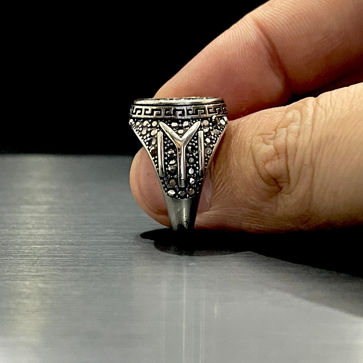 Cubical Zircon Round Turkish Ring For Men