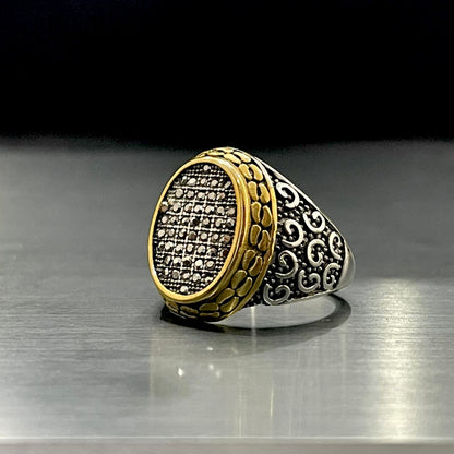 Cubical Zircon Oval Crown Turkish Ring For Men