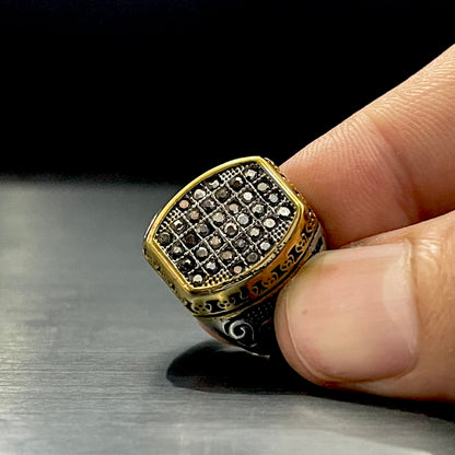 Cubical Zircon Square Crown Turkish Ring For Men